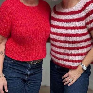 Felicity Blouse ensfarvet (korte ærmer) fra Ãnling, No 4 + silk mohair strikkekit